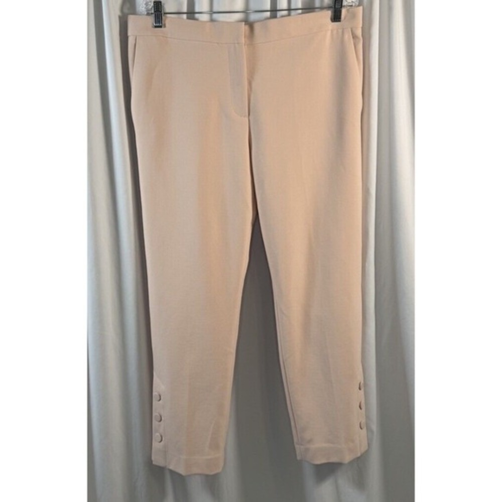 Ann Taylor Tan Cropped Trouser Pants Button Detail 12 Academia Preppy Chic 79-41 - Picture 14 of 15